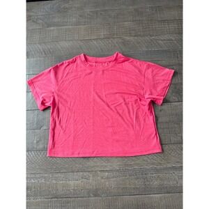 Women's Bright Pink Short Sleeve Crop Top Size small